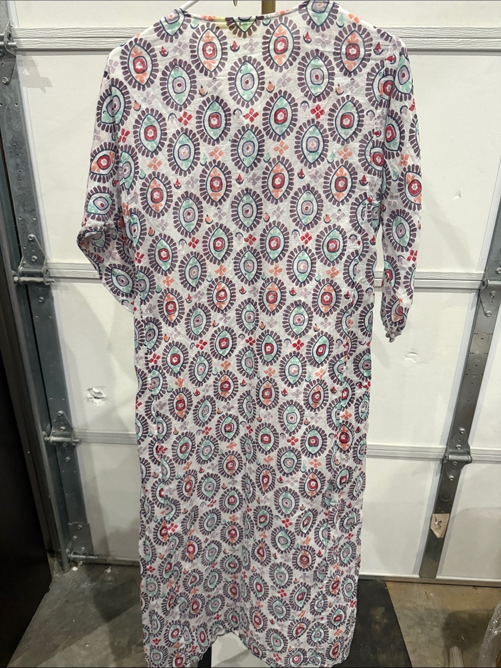 Roller Rabbit White Midi Dress with Red and Teal Medallion Print - Picture 6 of 6